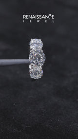 White gold Three-Stone Round Cut Diamond Engagement Ring with Flat Band and Four-Prong Setting