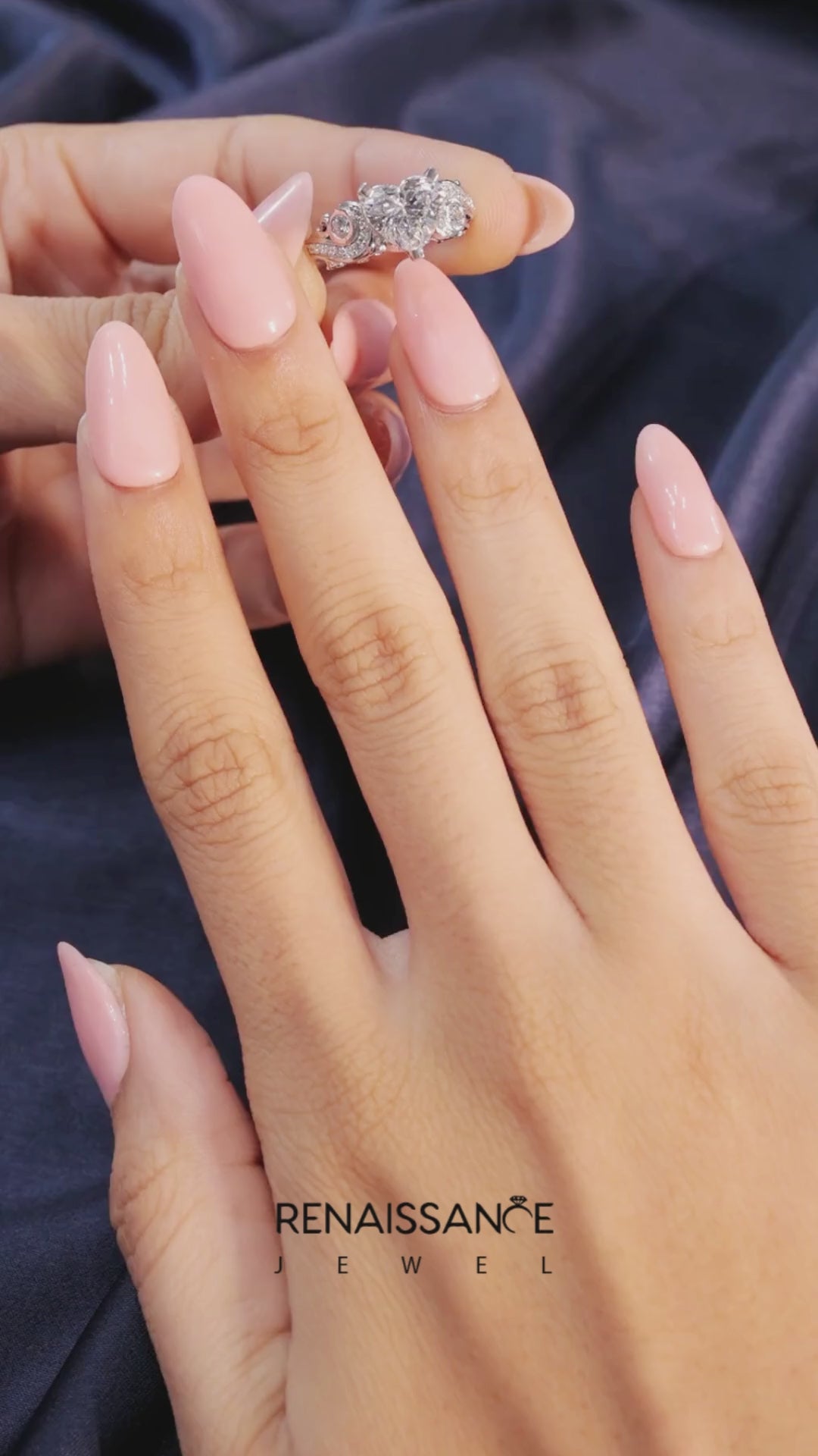 Silver Heart Solitaire with Milgrain Pave Band and Four-Prong Setting 3