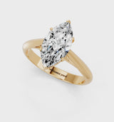 Yellow gold Marquise Cut Diamond Solitaire Engagement Ring with Cathedral Setting and Four-Prong Mount