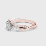 Rose gold Oval Diamond Floral Vine Solitaire Engagement Ring