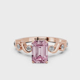 Rose gold Fancy Pink Emerald  Solitaire Twisted Band with Prong Setting