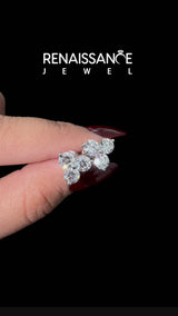 White Gold Round Laboratory-Grown Diamond Triangle Cluster Stud Earrings