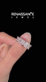 Rose gold Emerald Cut and Round Diamond Eternity Mens Band