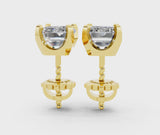 Yellow gold Emerald Cut Diamond Stud Earrings