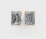 Rose gold Emerald Cut Diamond Stud Earrings
