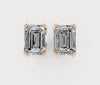 Rose gold Emerald Brilliant Diamond Stud Earrings 3