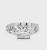 White gold Princess Solitaire Twisted Band with Prong Setting
