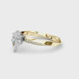 Yellow gold Pear Cut Diamond Engagement Ring with Side Stone Accents and Four-Prong Setting