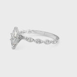 Platinum Marquise Cut Diamond Ring with Marquise Side Stones and Prong Setting