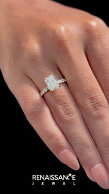 Yellow gold Radiant Cut Diamond Pavé Engagement Ring with Round  Accents and Prong Setting