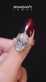 Yellow gold Cushion Cut Diamond Halo Ring with Tapered Band and Four-Prong Setting