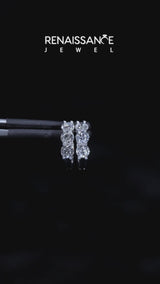 White gold Triple Round Diamond Huggie Earrings with Prong Setting