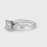 White gold Princess Diamond Swirl Band with Prong Setting