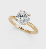 Yellow gold Round Cut Diamond Solitaire Ring with Six-Prong Setting and Classic Band