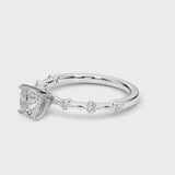 Platinum Cushion Solitaire Diamond Ring with Bezel Set Side Stones and Prong Setting