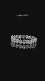 Silver Oval Cut Moissanite Eternity Band with Shared Prong Setting