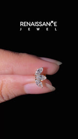 Yellow gold Marquise Diamond Trio Flatback Earring