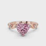 Rose gold Fancy Pink Heart  Solitaire Twisted Band with Prong Setting
