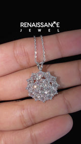 White gold Cluster Round Diamond Prong-Set Pendant