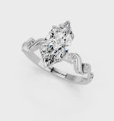 White gold Marquise Solitaire Twisted Band with Prong Setting