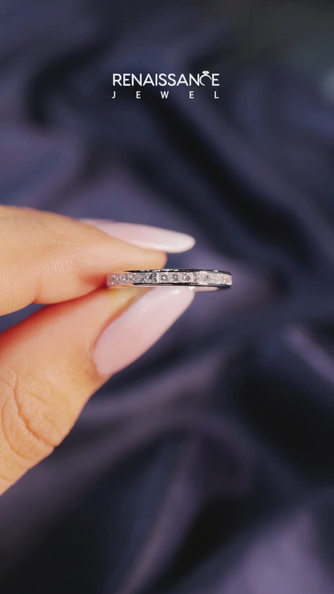 Platinum Channel Set Princess Cut Diamond Eternity Band 2