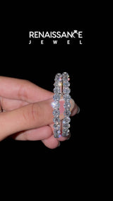 White gold Round Diamond Pave Hoop Earrings with Prong Setting