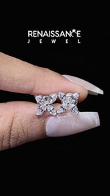 White gold Marquise Cut Diamond Flower Stud Earrings