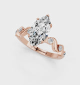 Rose gold Marquise Solitaire Twisted Band with Prong Setting