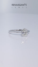 White gold Oval Cut Diamond Solitaire Engagement Ring with Classic Band and Four-Prong Setting
