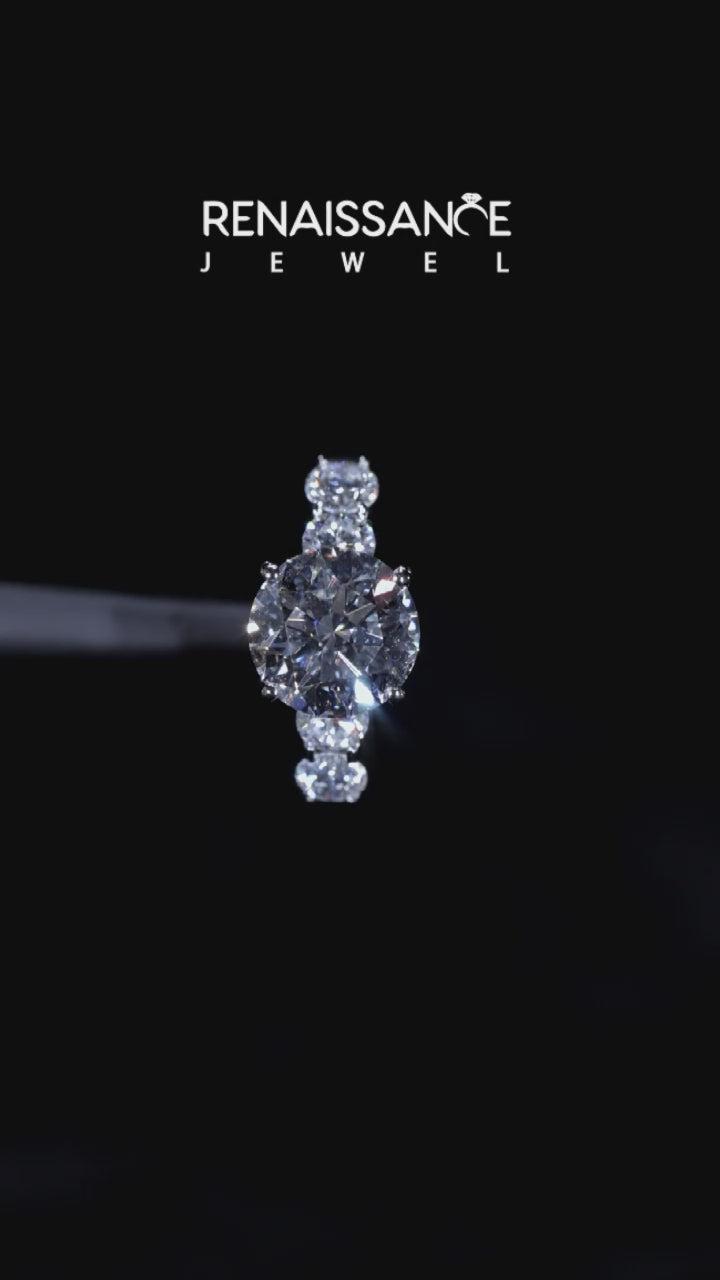 White gold Round Brilliant Diamond Five-Stone Engagement Ring with Prong Setting on a Classic Band 3