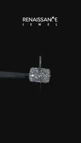 Platinum Radiant Cut Diamond Solitaire Ring with Flower Prong Setting and Classic Band