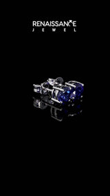 Platinum Round Cut Blue Sapphire Stud Earrings