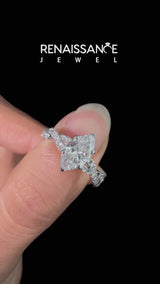 Silver Marquise Solitaire Twisted Pave Band with Four-Prong Setting