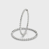 Silver Round Diamond Prong Set Hoop Earrings