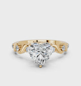 Yellow gold Heart Solitaire Twisted Band with Prong Setting