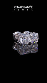 Silver Cushion Cut Diamond Stud Earrings