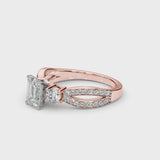 Rose gold Three-Stone Radiant Cut Diamond Twist Band with Prong Setting