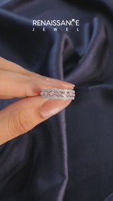 White gold Round Brilliant Diamond Infinity Twist Pave Band with Prong Setting