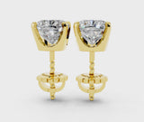 Yellow gold Cushion Cut Diamond Stud Earrings