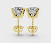Yellow gold Cushion Brilliant Diamond Stud Earrings 3