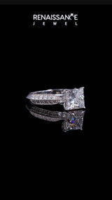 White gold Marquise Cut Cut Pave Split Shank Engagement Ring with Four-Prong Setting
