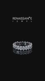 18K White Gold Oval Cut Diamond Eternity Band with Shared Prong Setting