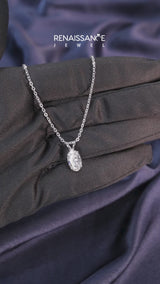 Silver Oval Solitaire Diamond Prong Pendant
