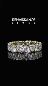Yellow gold Heart cut diamond Eternity Band with Shared Prong Setting