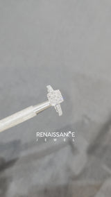 10K White Gold 3.05 Carat E VS1 Cushion Cut Diamond Solitaire with Pave Band and Four-Prong Setting