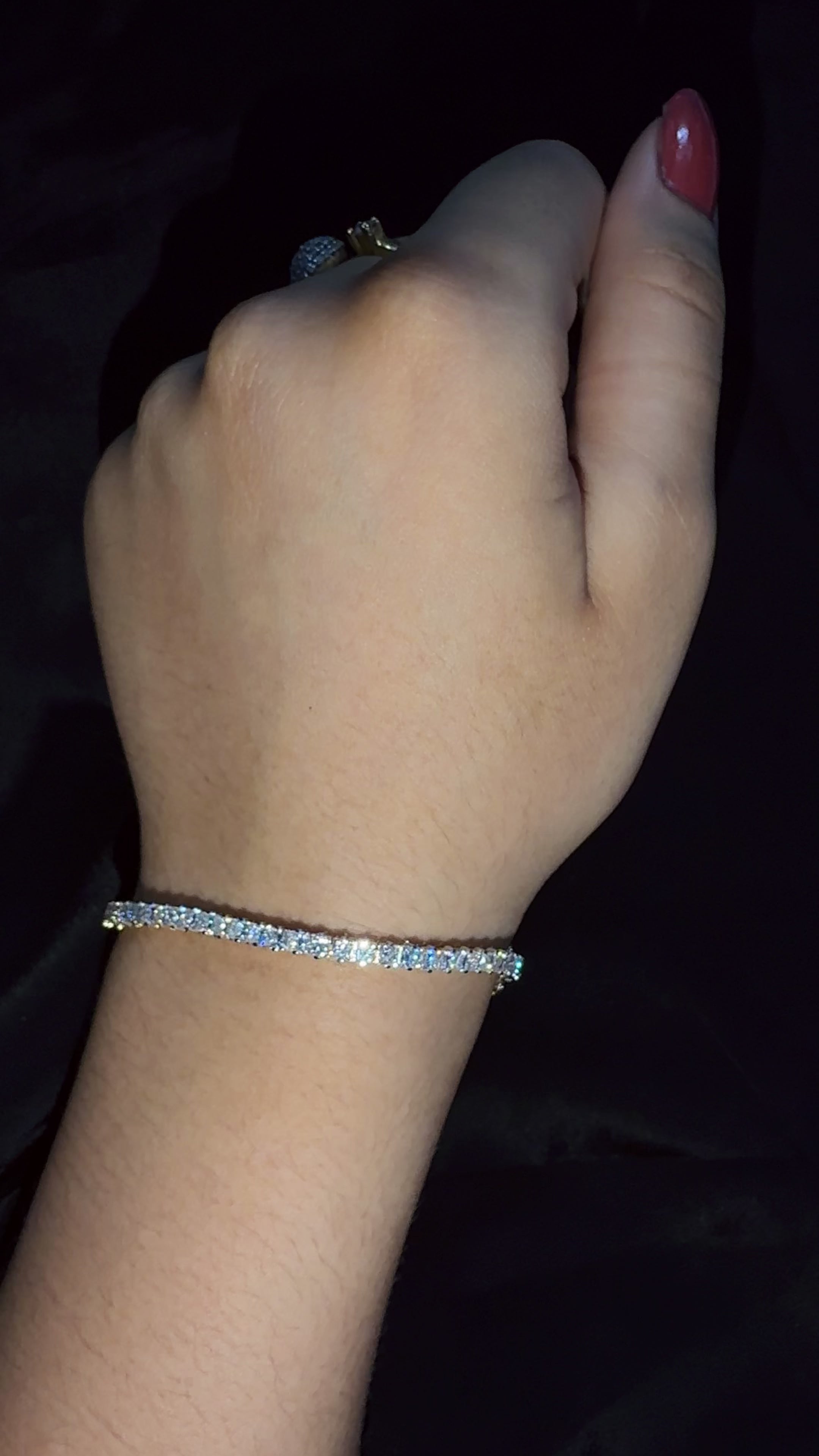 Yellow gold Princess Cut Diamond Tennis Bracelet with Four-Prong Setting 4