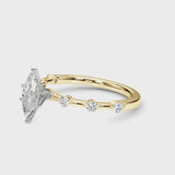 Yellow gold Marquise Solitaire Diamond Ring with Bezel Set Side Stones and Prong Setting