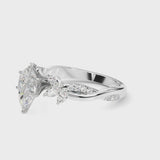 White gold Pear Diamond Floral Vine Solitaire Engagement Ring