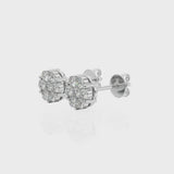 White gold Cluster Round Diamond Stud Earrings with Prong Setting