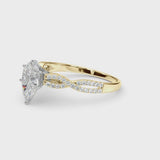 Yellow gold Pear Cut Diamond Solitaire Engagement Ring with Twisted Pavé Band and Four-Prong Setting
